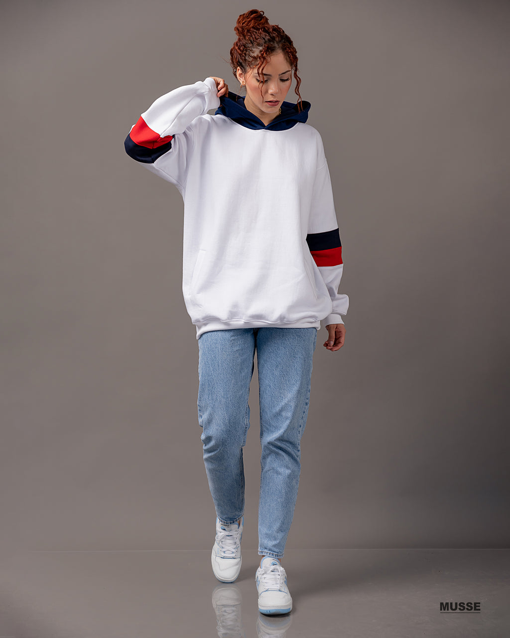 HOODIE TRICOLORS BLANCO