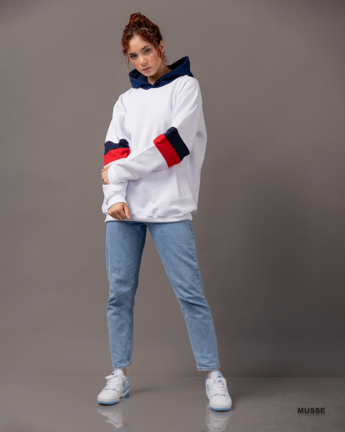 HOODIE TRICOLORS BLANCO