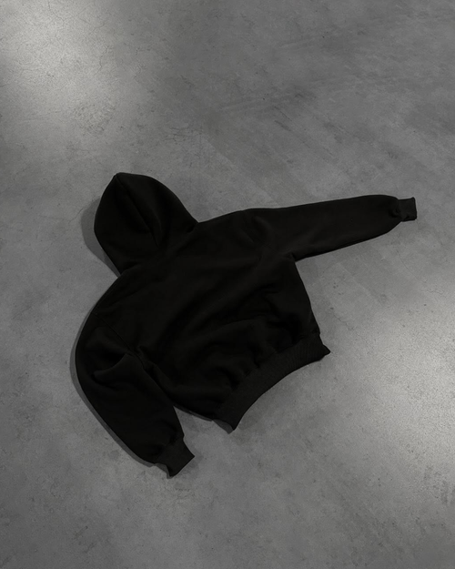 BLACK ZIP HOODIE — NEGRO