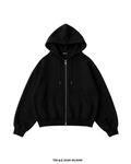 BLACK ZIP HOODIE — NEGRO