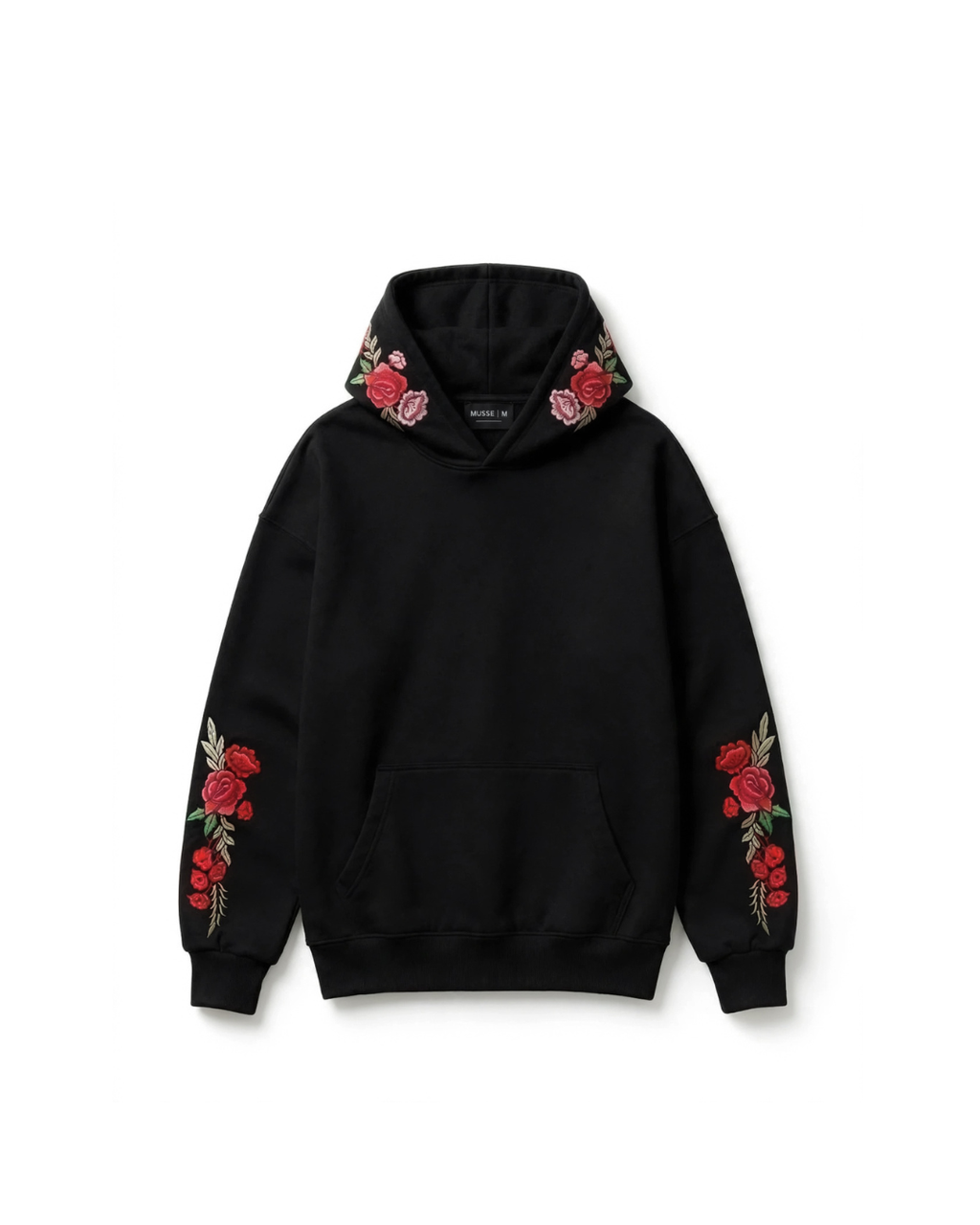 HOODIE OVERSIZE BORDADO ROSE NEGRO
