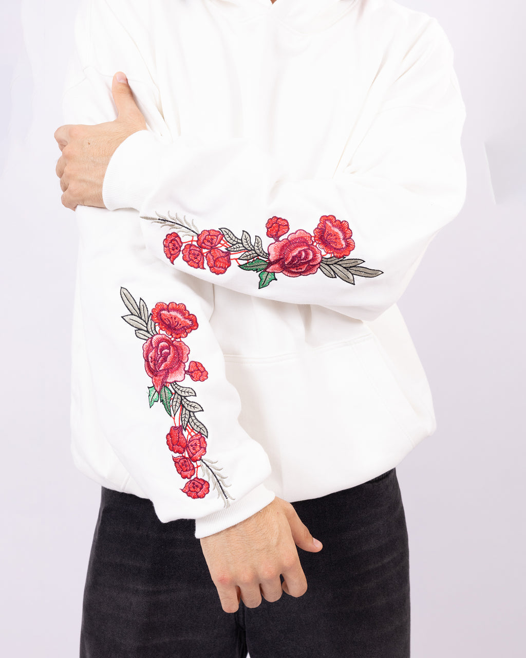 HODDIE OVERSIZE BORDADO ROSE PERLA